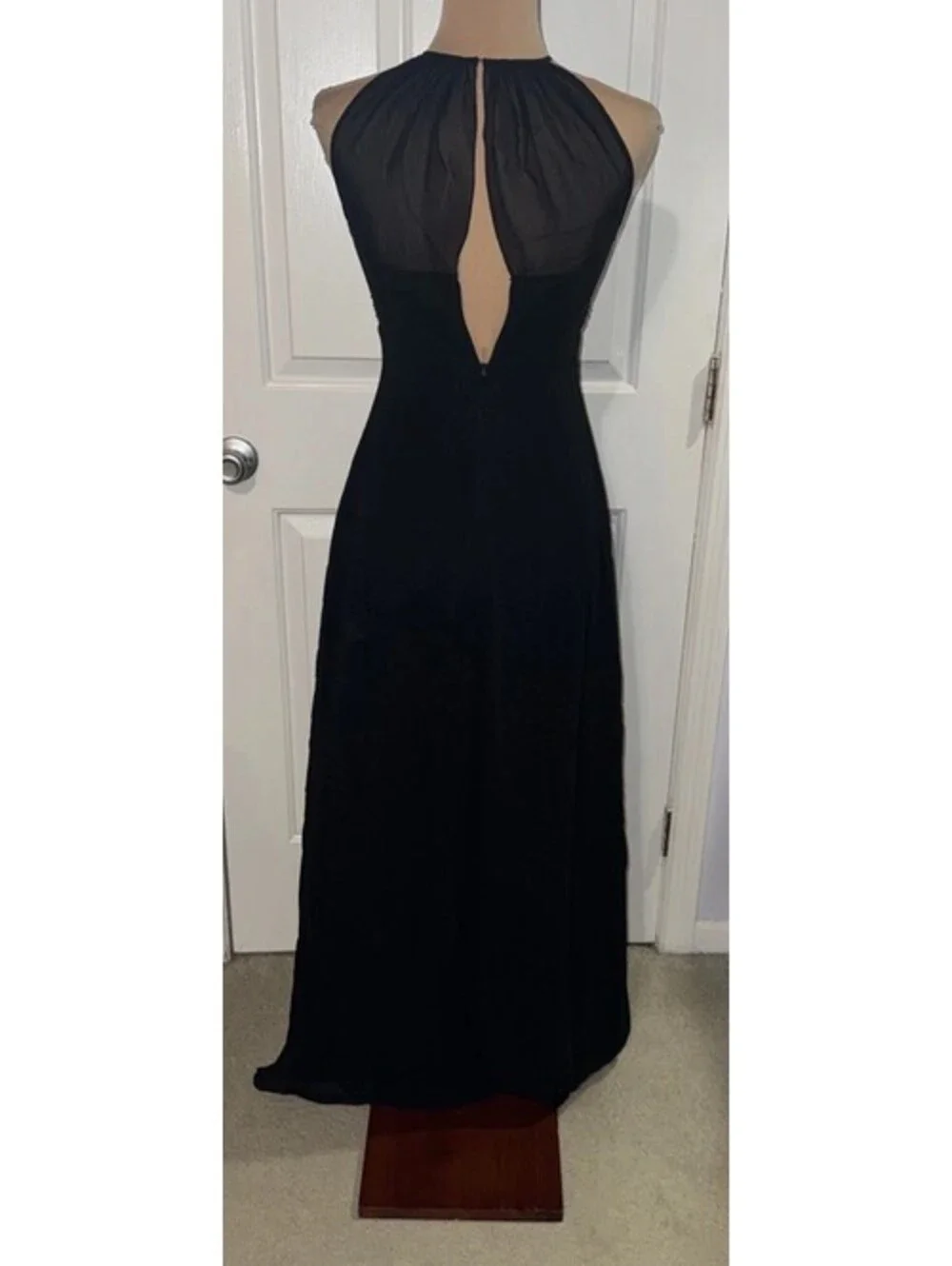 Michael Angelo Black Halter Gown Beaded Waist Formal Evening Dress size 2